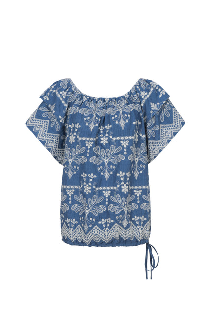 G-maxx Top Fallon Denim Mid Blue Stretchshop.nl