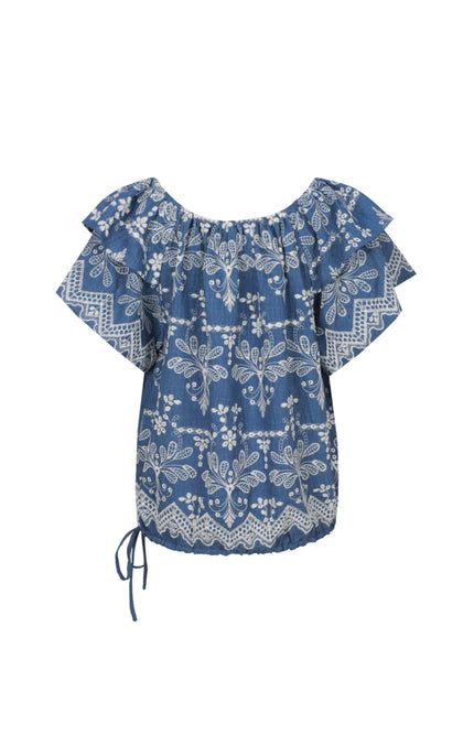 G-maxx Top Fallon Denim Mid Blue Stretchshop.nl