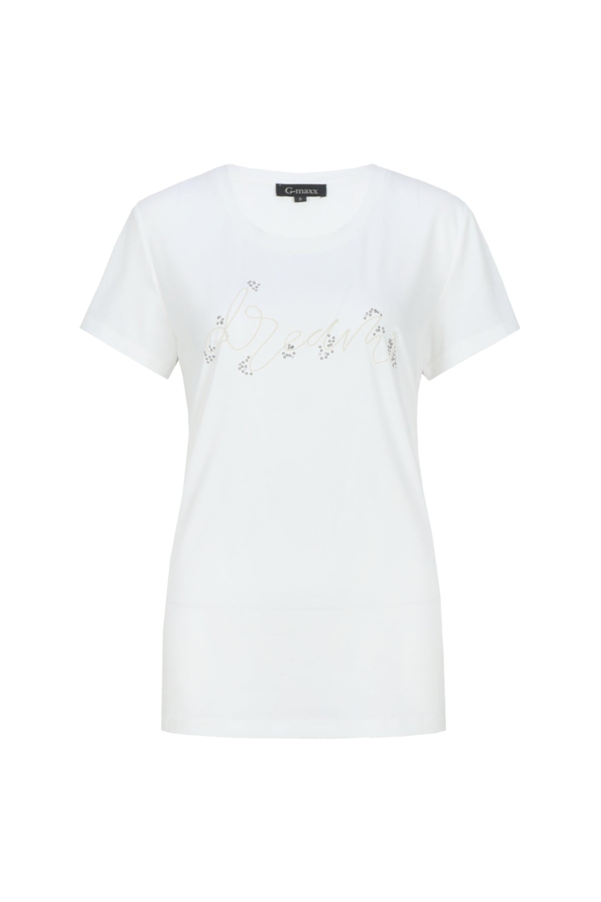 Offwhite G-maxx T-shirt Airi met ronde hals en korte mouwen, getoond op een witte achtergrond.