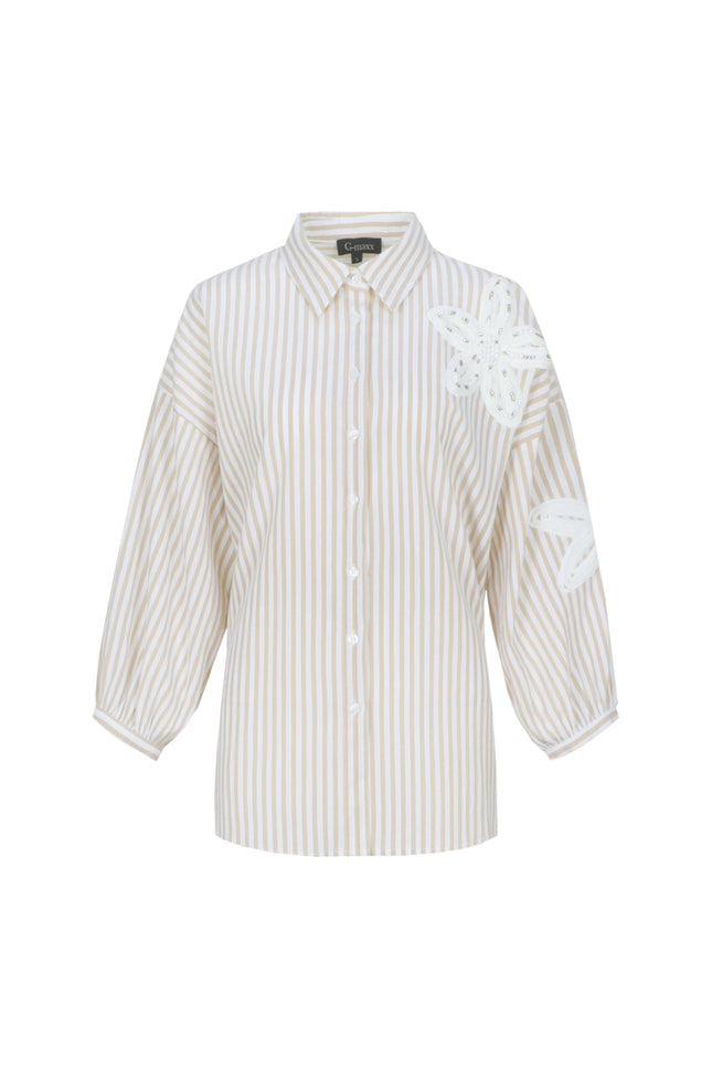 G-maxx Blouse Lumi Offwhite Nude Oat Stretchshop.nl