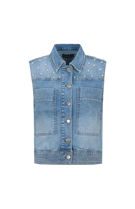 G-maxx Gilet Ferelith Denim Light Blue Stretchshop.nl
