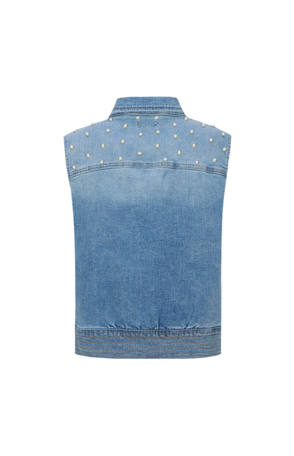 G-maxx Gilet Ferelith Denim Light Blue Stretchshop.nl