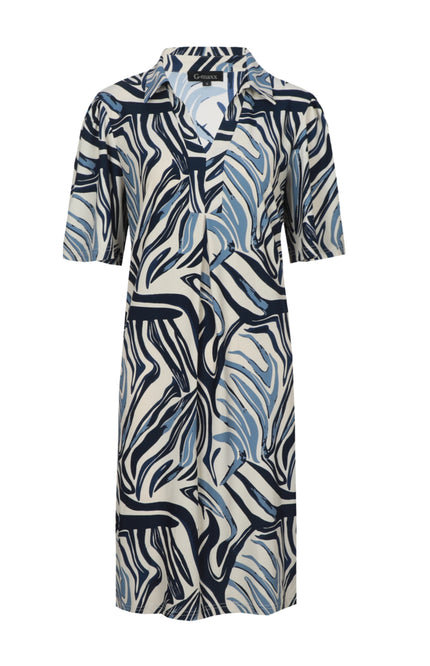 G-maxx Jurk Alette Sand Light Jeans Blue Stretchshop.nl