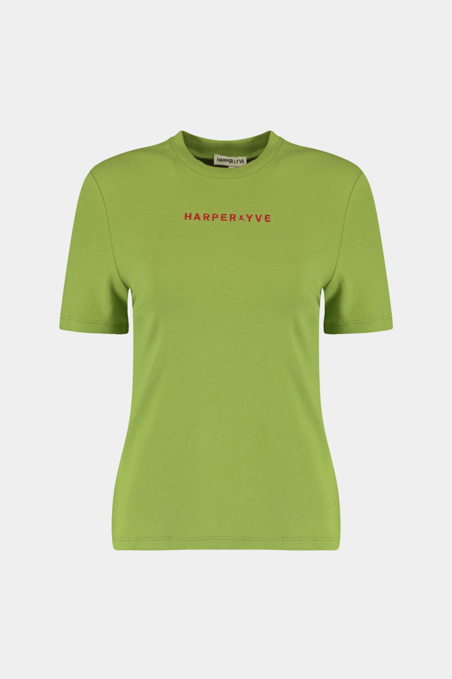 Harper & Yve T-shirt Cammy Herbal Garden, wit met groene botanische print, casual en comfortabel, close-up van de voorzijde.
