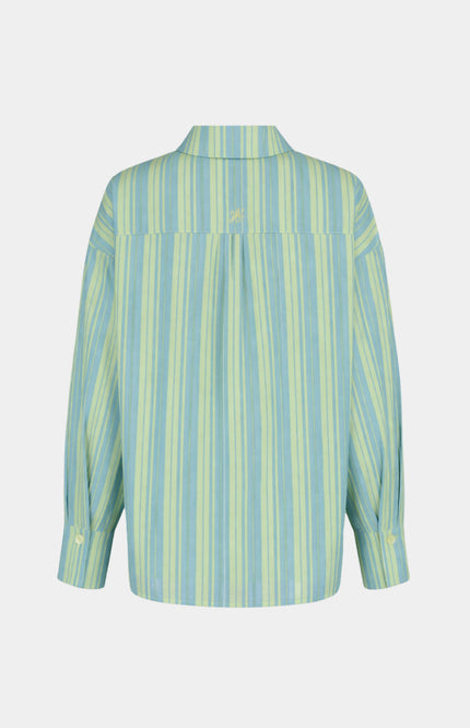 Harper & Yve Blouse Yelena Blue Yellow Stripe HS6P608 Stretchshop.nl