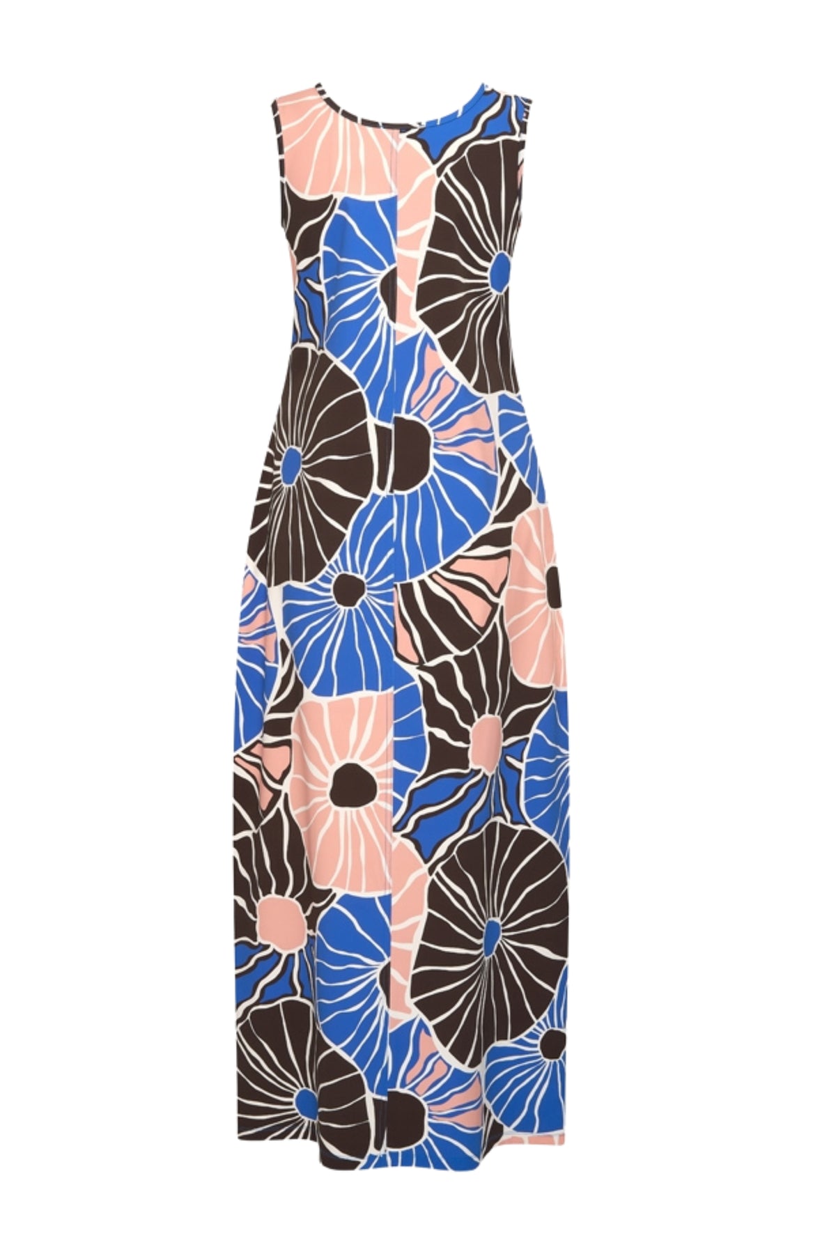 Mi Piace reisjurk met desert anemone print in nautic blue, korte mouwen en losvallende pasvorm, perfect voor zomerse reizen
