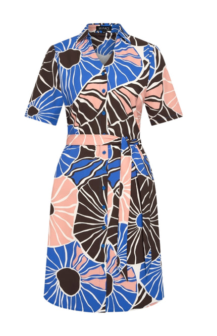 Mi Piace Travel Jurk Anemone Print Nautic Blue 202807 Stretchshop.nl