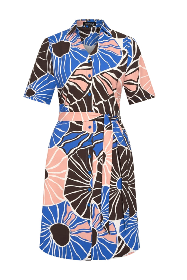 Mi Piace Travel Jurk Anemone Print Nautic Blue 202807 Stretchshop.nl