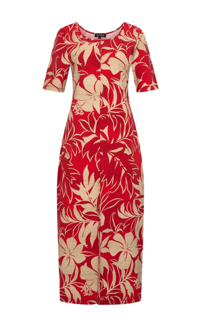 Mi Piace Travel Jurk Tropical Hibiscus Print Red 202805 Stretchshop.nl