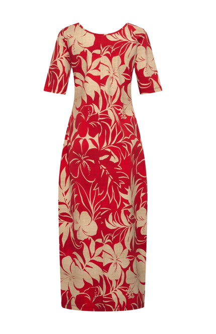 Mi Piace Travel Jurk Tropical Hibiscus Print Red 202805 Stretchshop.nl