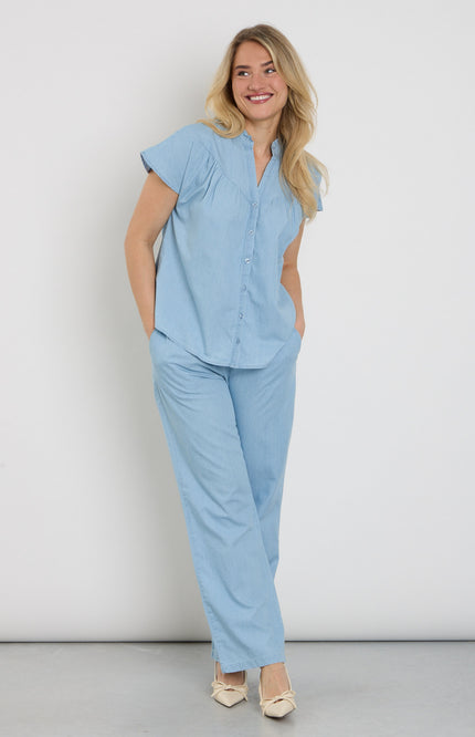 Elvira Casuals Broek Rosan Ice Blue Stretchshop.nl