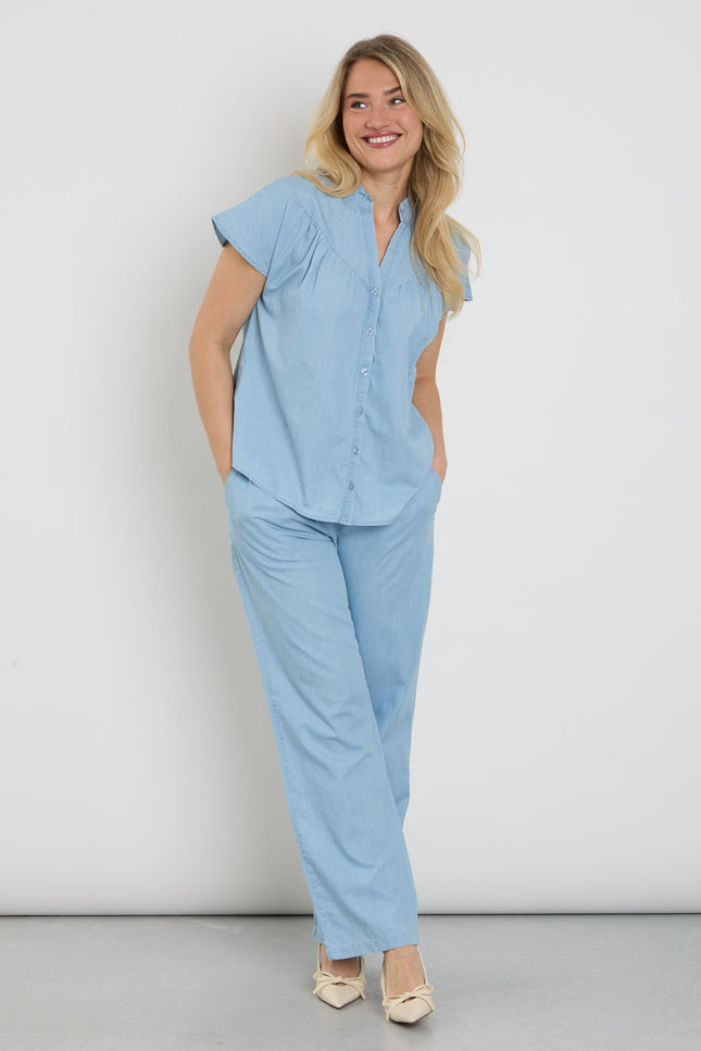 Elvira Casuals Broek Rosan Ice Blue Stretchshop.nl