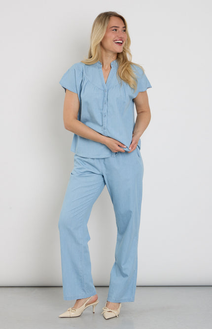 Elvira Casuals Broek Rosan Ice Blue Stretchshop.nl