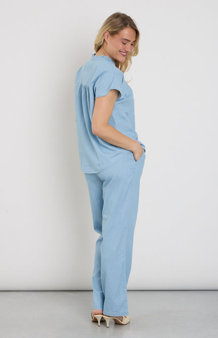 Elvira Casuals Broek Rosan Ice Blue Stretchshop.nl