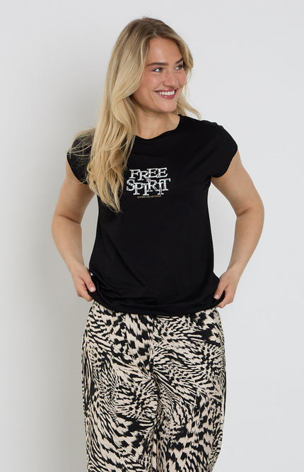Elvira Casuals T-shirt Free Sprit Black Stretchshop.nl