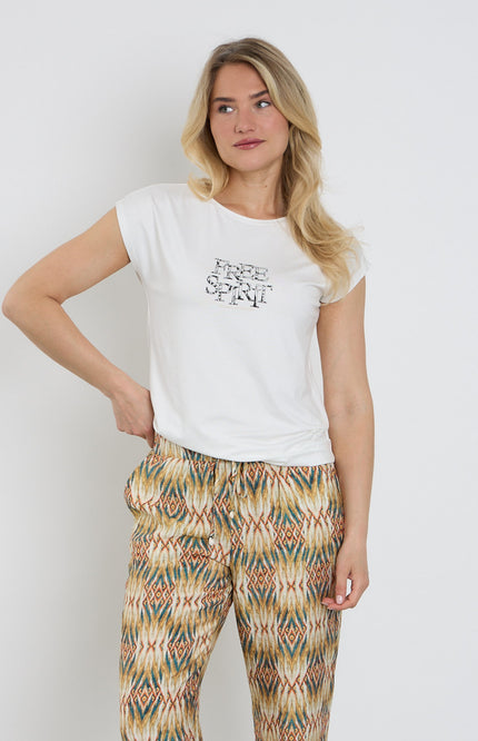 Elvira Casuals T-shirt Free Sprit Ecru Stretchshop.nl