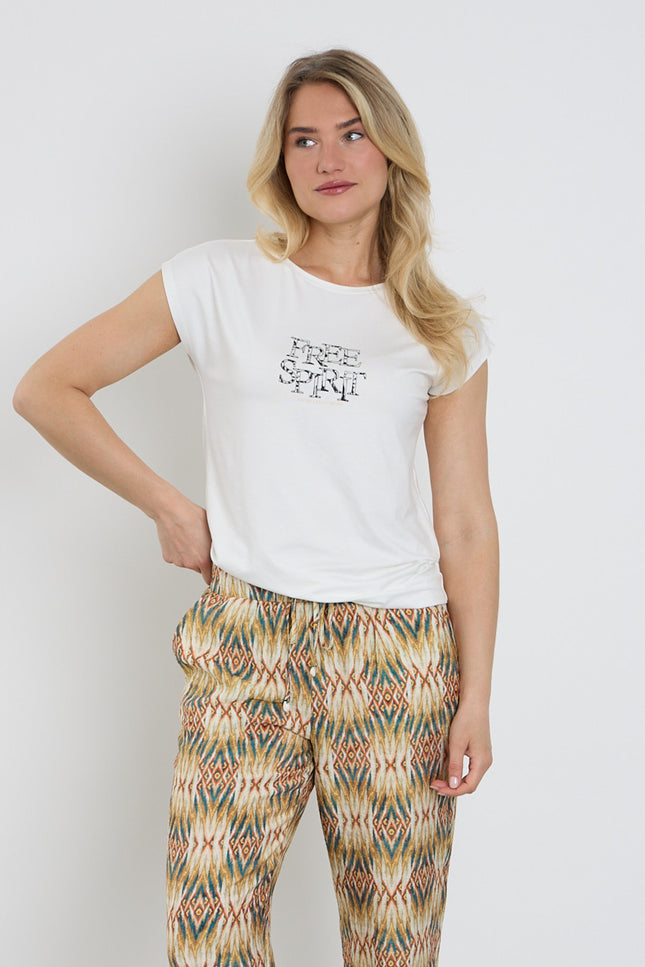 Elvira Casuals T-shirt Free Sprit Ecru Stretchshop.nl