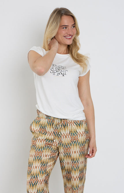 Elvira Casuals T-shirt Free Sprit Ecru Stretchshop.nl