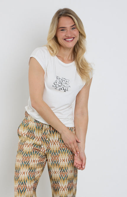 Elvira Casuals T-shirt Free Sprit Ecru Stretchshop.nl