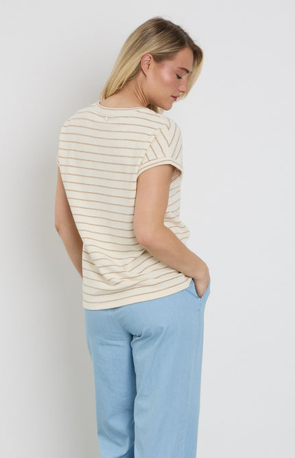 Elvira Casuals Top Body Ecru Striped Stretchshop.nl