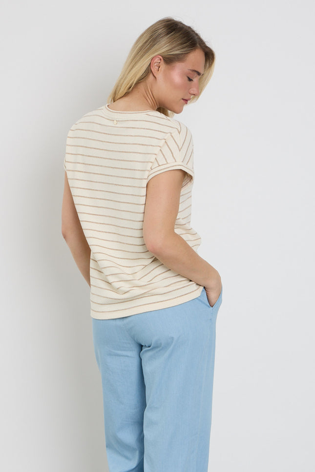 Elvira Casuals Top Body Ecru Striped Stretchshop.nl