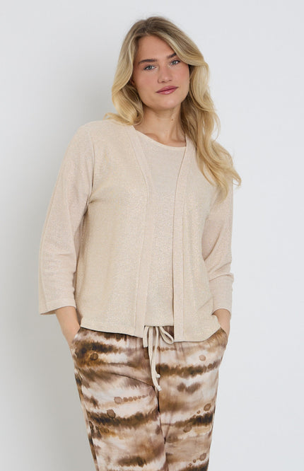 Elvira Casuals Vest Natasha Creme Gold Stretchshop.nl
