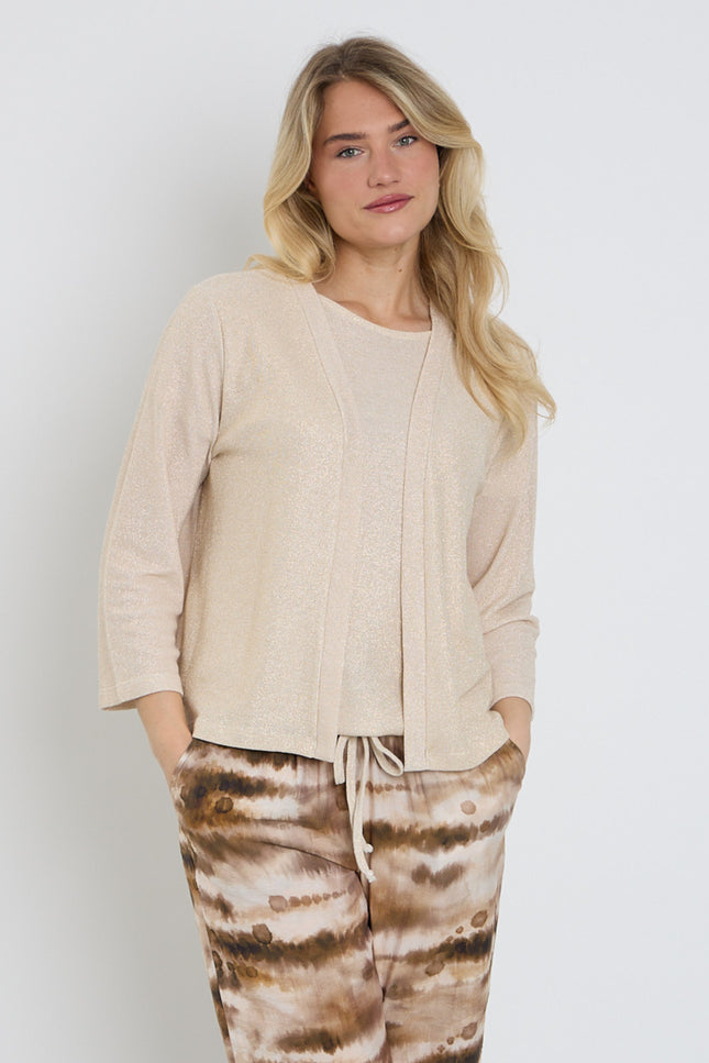 Elvira Casuals Vest Natasha Creme Gold Stretchshop.nl