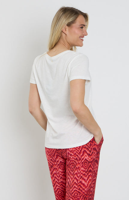 Elvira Casuals T-shirt Sol Offwhite Berry Stretchshop.nl