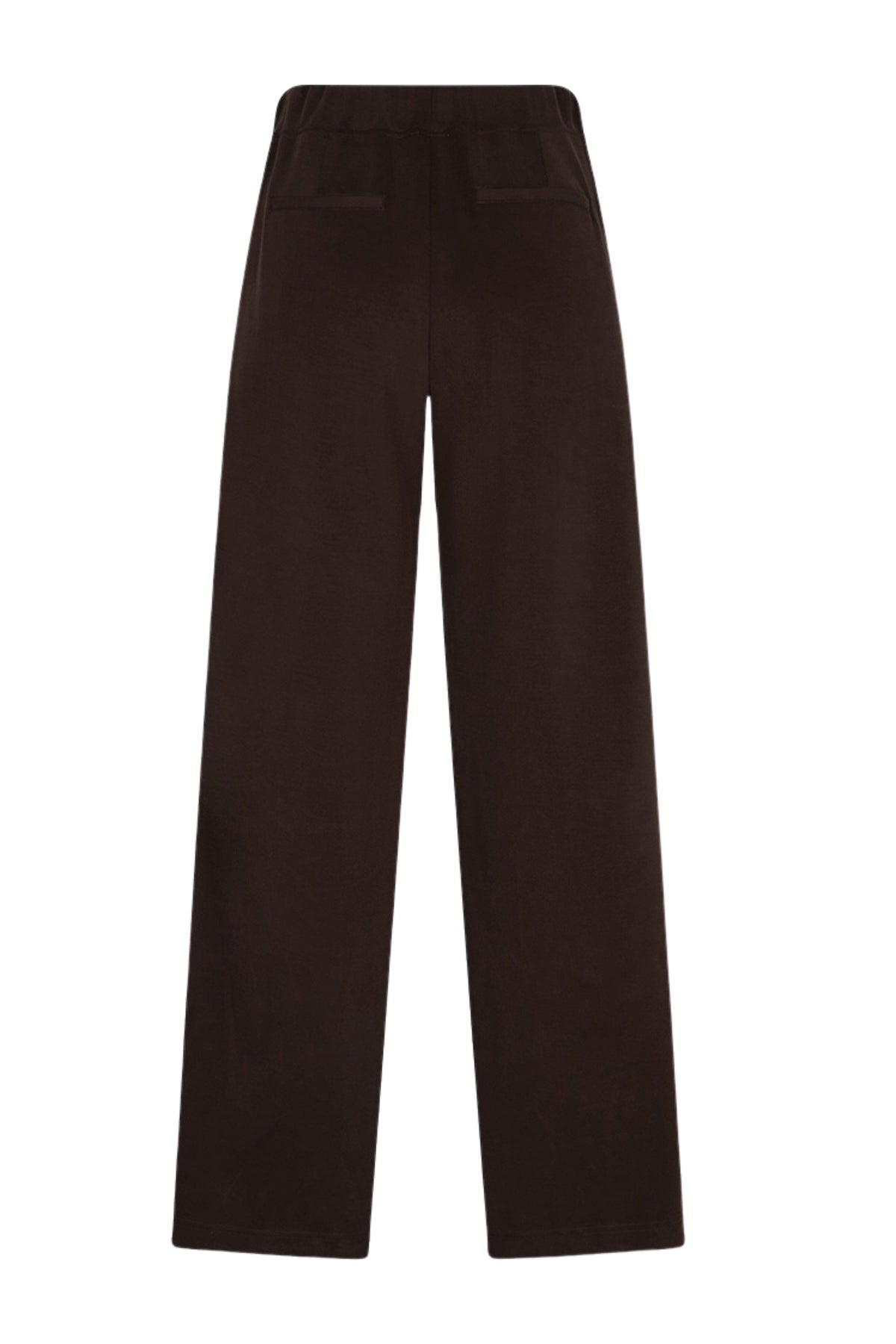 Zwarte Modal broek tape van EsQualo, model Monique, met comfortabele pasvorm en stijlvolle uitstraling.