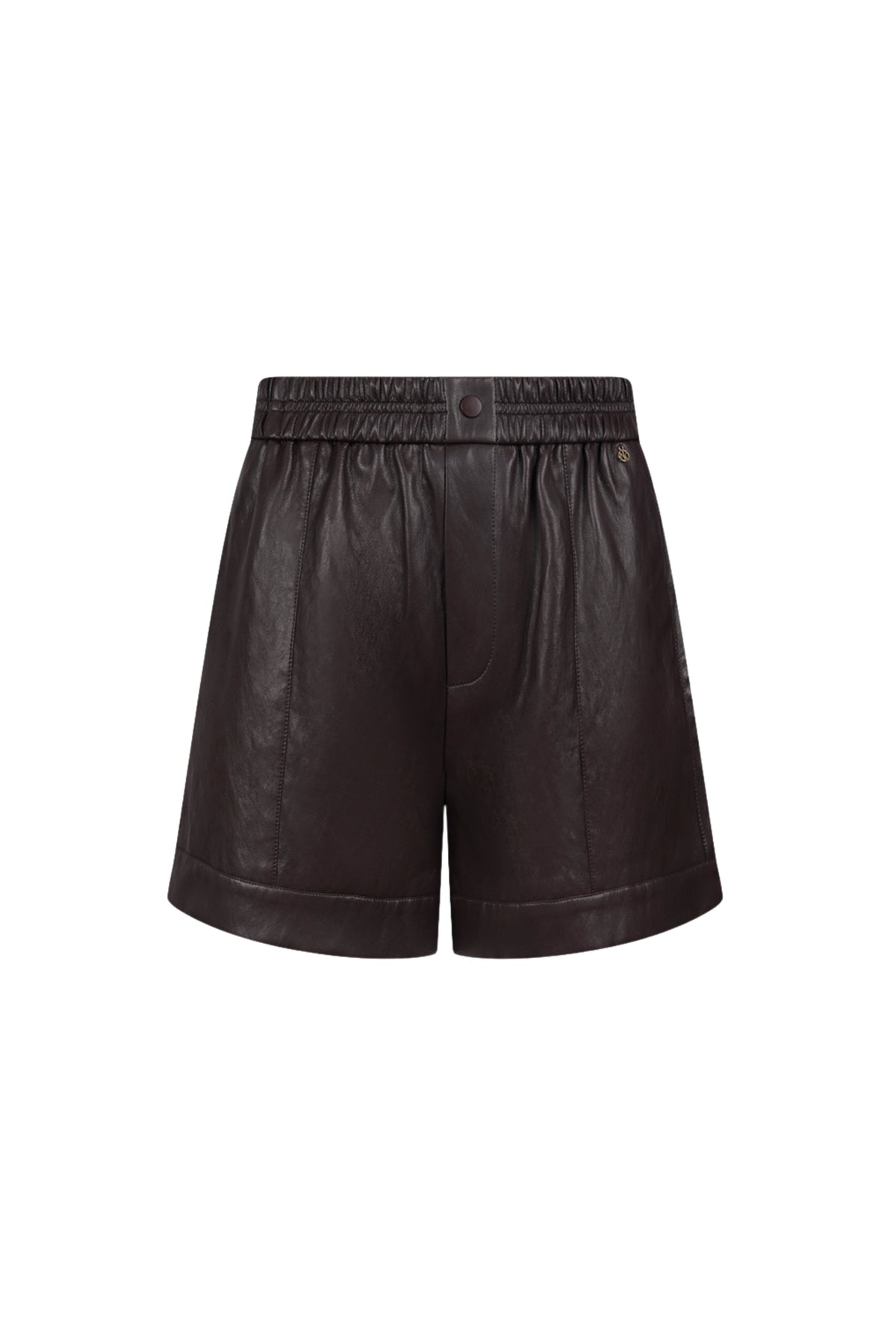 Nukus Esmee korte broek in chocoladebruin met tailleband en casual pasvorm, geschikt voor comfortabele zomerlifestyle.