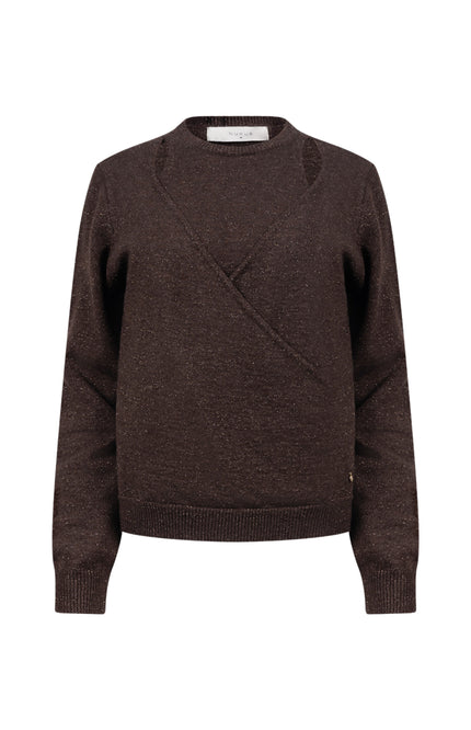 Trui Merel Lurex Chocolate NKF03088