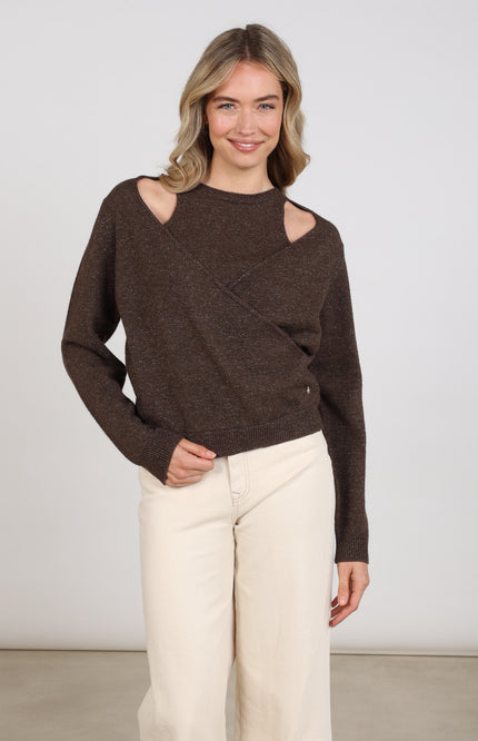 Trui Merel Lurex Chocolate NKF03088