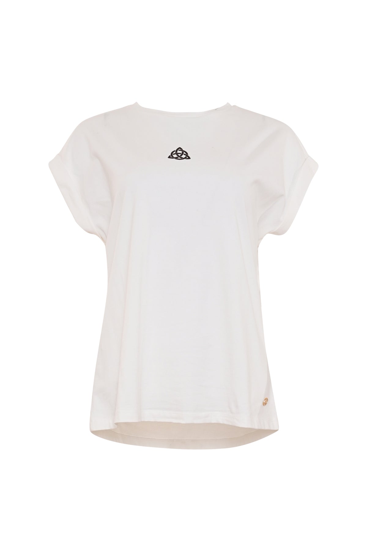 Offwhite T-shirt Nana van Maicazz & Zizo, casual stijl, getoond op model, met korte mouwen en ronde hals.