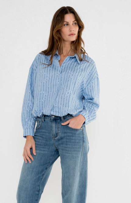 Blouse Velcie Leaves Blue