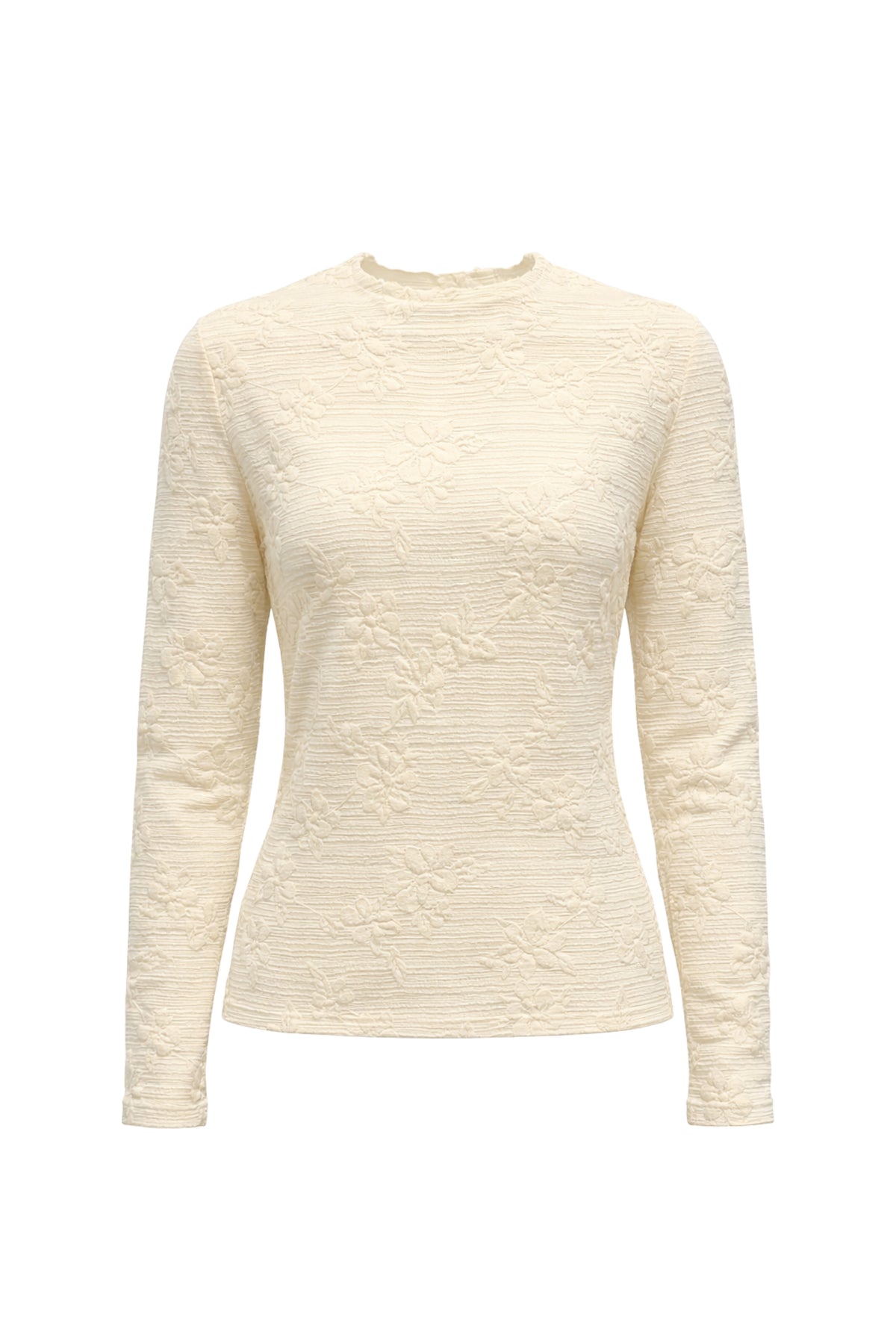 Zwart mock neck top van Tramontana met lange mouwen en ronde hals, gedragen door een model.