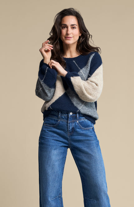 Sweater Argyle Indigo SRB5067