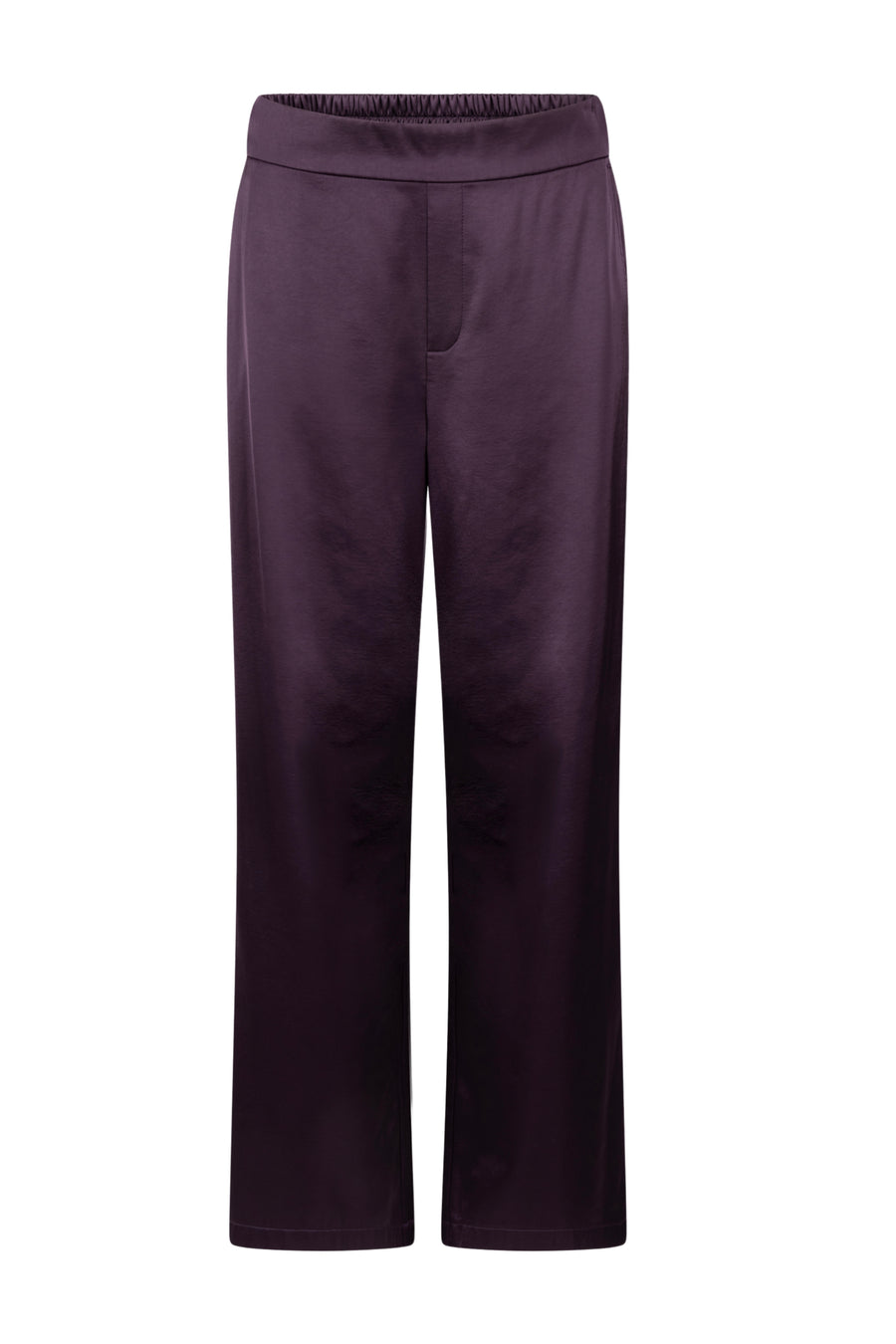 Stevige bonded satijnen broek in aubergine en zwart van Tramontana, met een elegante, glanzende afwerking.