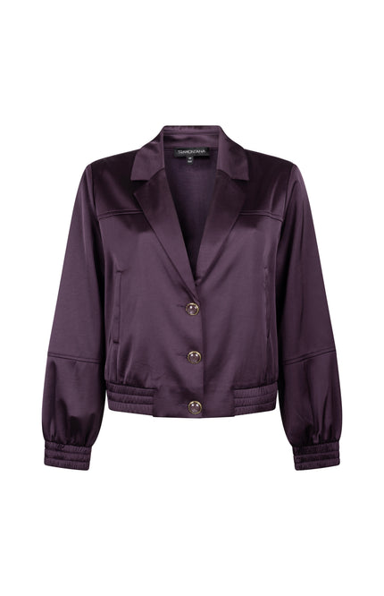 Jacket Bonded Satin Aubergine Noir C14-22-801