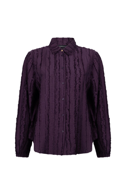 Blouse Textured Stripe Blouse Aubergine Noir C55-22-301