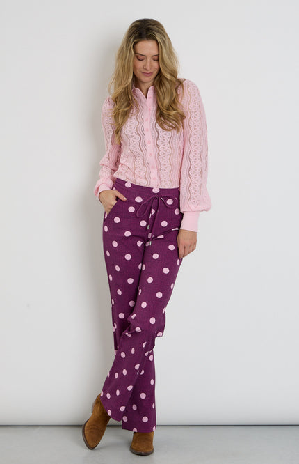 Heavy Travel Broek Dot Structure Print Magenta Purple 202136