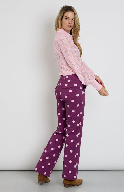 Heavy Travel Broek Dot Structure Print Magenta Purple 202136