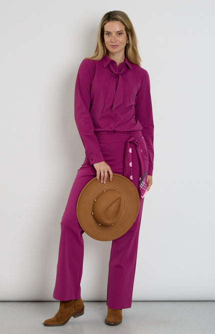 Travel Blouse Bow Magenta Purple 202709