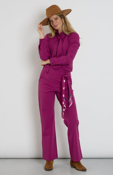 Travel Blouse Bow Magenta Purple 202709