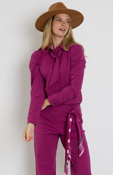 Travel Blouse Bow Magenta Purple 202709