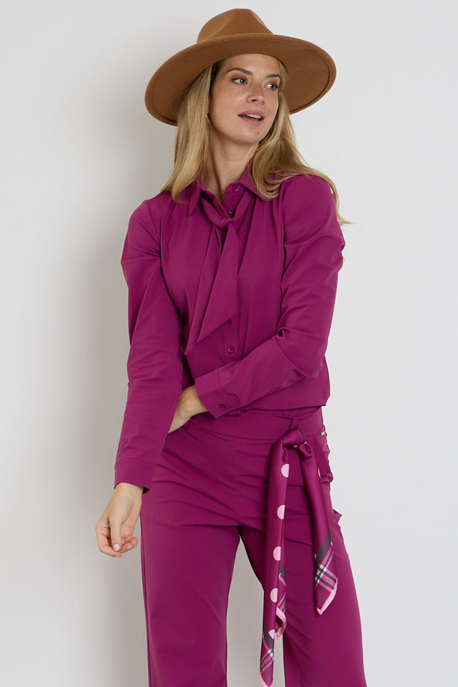 Travel Blouse Bow Magenta Purple 202709