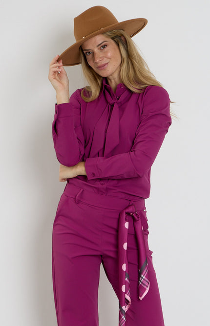 Travel Blouse Bow Magenta Purple 202709