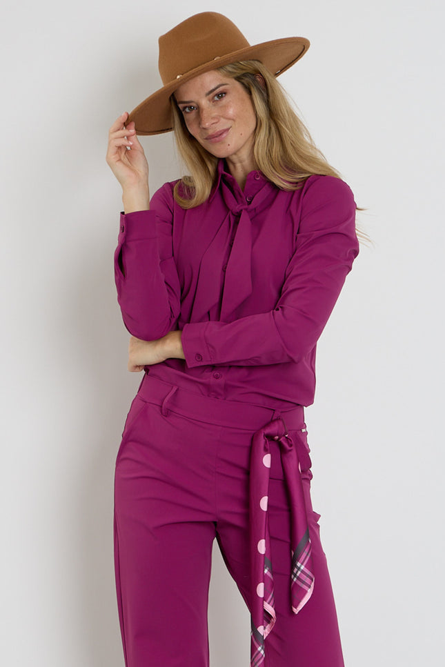 Travel Blouse Bow Magenta Purple 202709