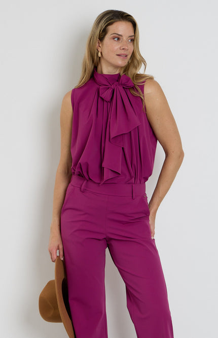 Travel Blouse Bow Magenta Purple 202830