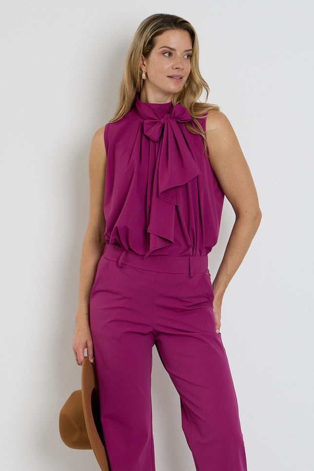 Travel Blouse Bow Magenta Purple 202830