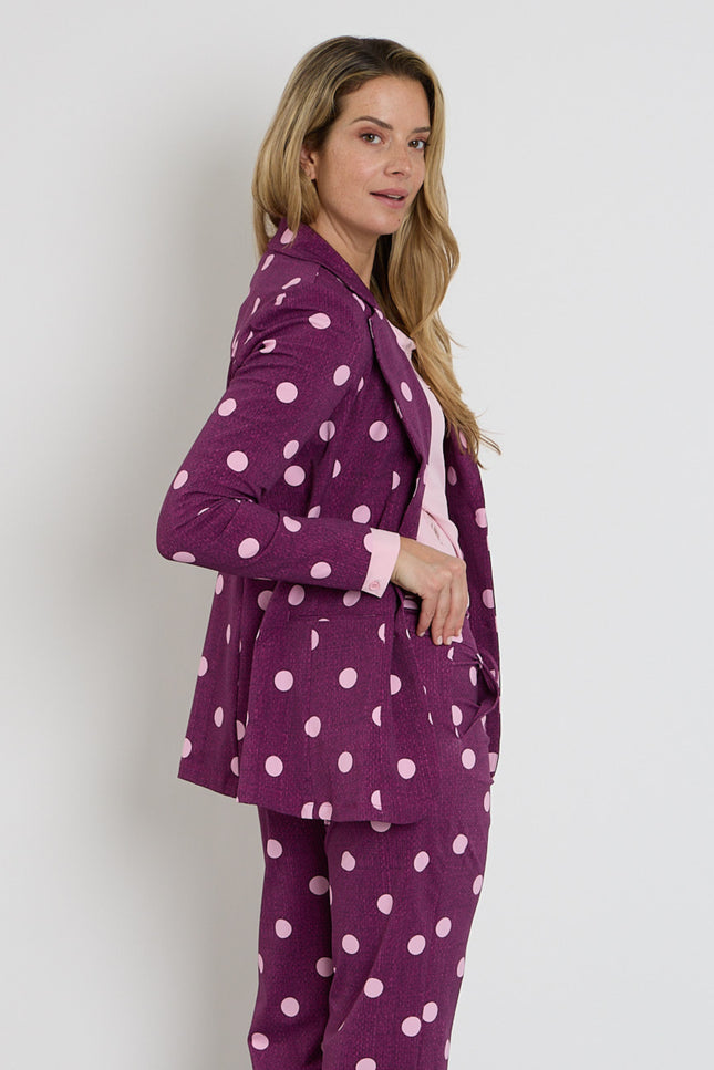 Travel Blazer Dot Structure Print Magenta Purple 202102
